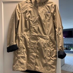 The North Face Tan Hooded Rain Jacket